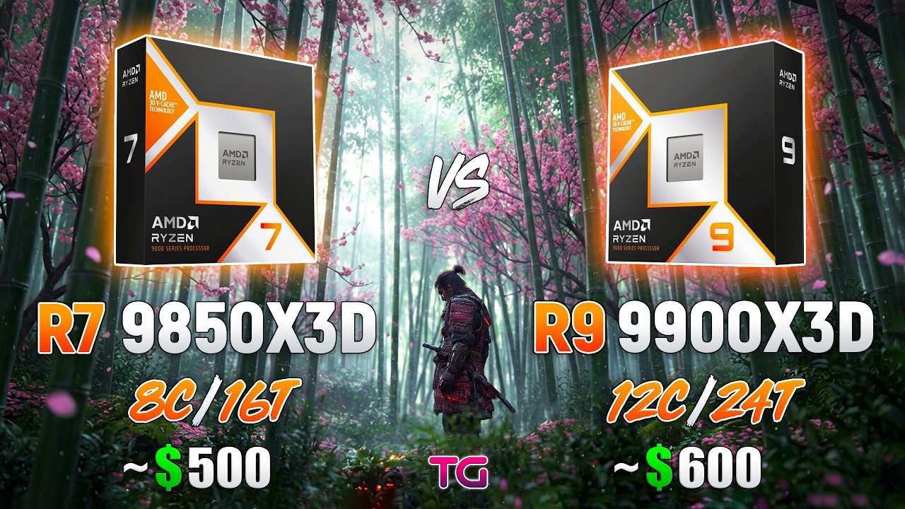 Ryzen 7 9850X3D vs Ryzen 9 9900X3D - Test in 10 Games