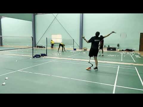 Training of Para badminton player, half court (SL 3) player.... Olympic gold medal SL 3