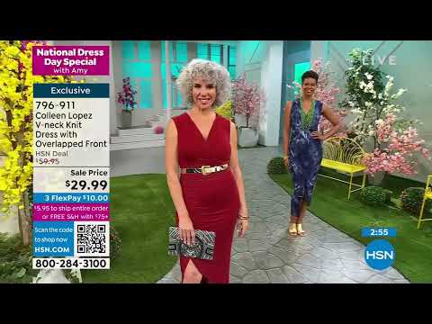 Colleen Lopez Vneck Knit Dress with Overlapped Front