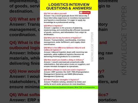 Logistics Interview Questions and Answers