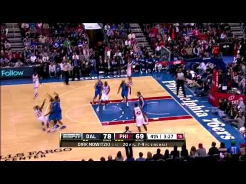 Dirk Nowitzki fadeaway bank shot vs Philadelphia 76ers