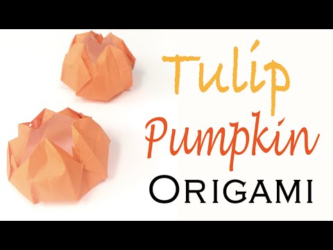 Origami Paper Pumpkin Tulip Flower Box - Origami Kawaii〔#063〕