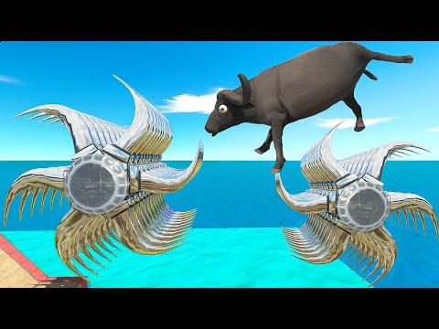 Long Jump Between Rotating Spikes - Animal Revolt Battle Simulator