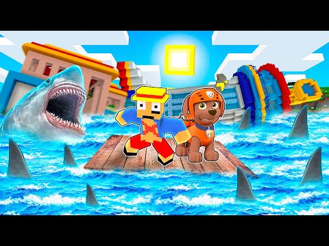 LA CIUDAD SE INUNDA DE TIBURONES EN MINECRAFT 🦈