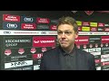 Almere City FC verliest nipt van koploper Cambuur. Ole Tobiasen blikt terug op de wedstrijd.