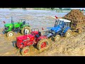 Swaraj Tractor Muddy Accident Pulling Out Mahindra Holland Tractor JCB Tractor Cartoon ZR Toys