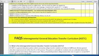 IGETC  Pattern for UC transfer at LPC
