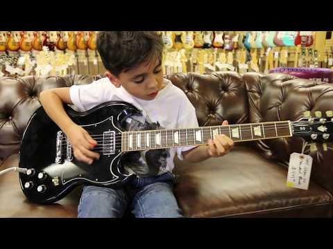 8-year-old Jayden Tatasciore playing our Gibson SG Standard here at Norman's Rare Guitars