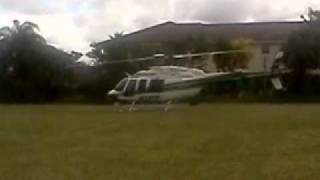 Santa is flying in a helicopter