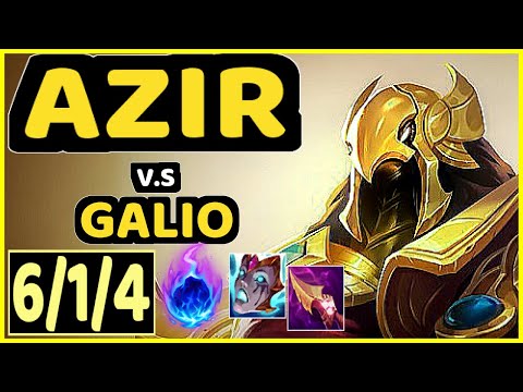 PRETTY (AZIR) vs GALIO - 6/1/4 KDA MID GAMEPLAY - EUW Ranked MASTER