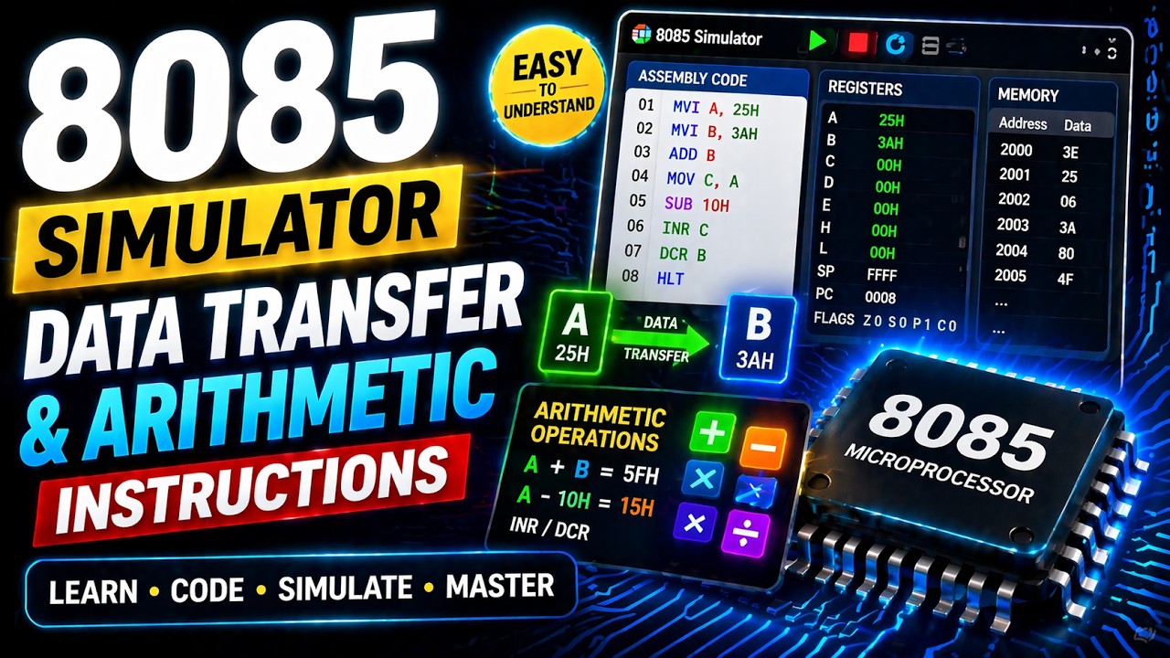8085 MICROPROCESSOR | DATA TRANSFER & ARITHMETIC INSTRUCTIONS ONLINE SIMULATOR