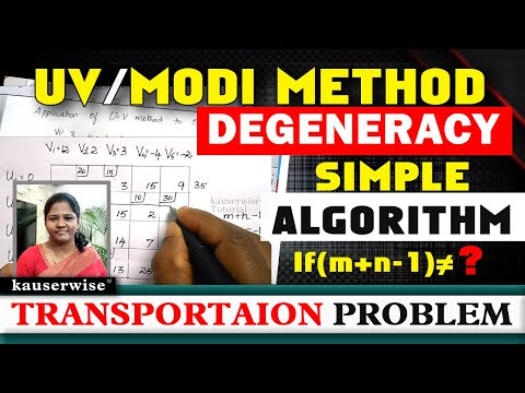 Degeneracy in Transportation Problem | UV Method | Modi Method | Operations research | by kauserwise