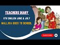5th English June July Teachers Diary Mallika Goes To School Teacher Reflections