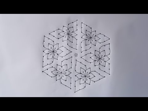 15*8 dots beautiful star rangoli||15  chukkala muggulu||Pulli kolam||BY MY RANGOLI