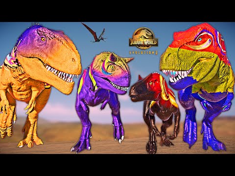 Splash Color Pack Carnivores Carnotaurus Vs Spinosaurus T-REX I-REX Jurassic World Evolution 2 Fight