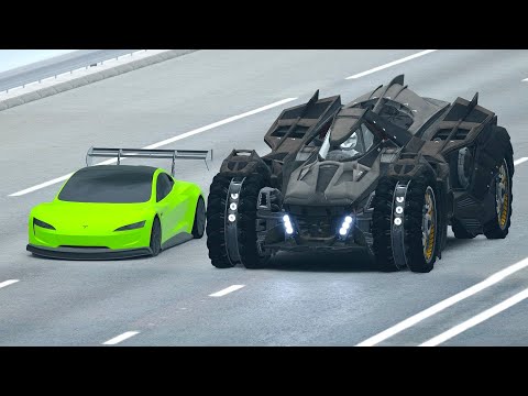 Tesla Roadster GTR vs Batmobile - Drag Race 20 KM