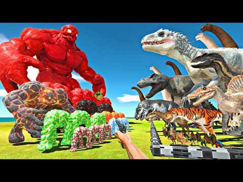 FPS Avatar Rescues Dinosaurs and Fights Lava Golem Team - Animal Revolt Battle Simulator