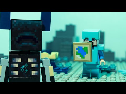 lego minecraft encountering the warden in the 1.19 wild update but it's "manic" by wage war