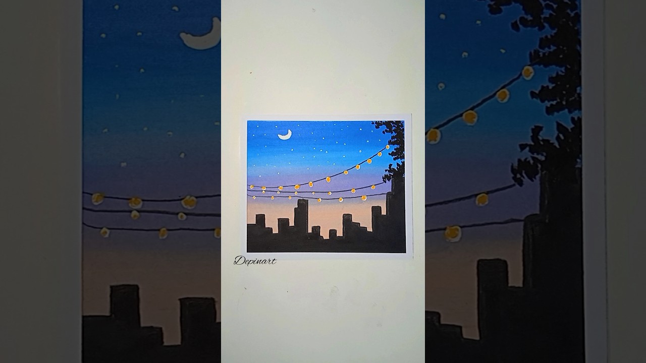 Menggambar pemandangan kota #art #belajargambar #drawing #alam #artwork