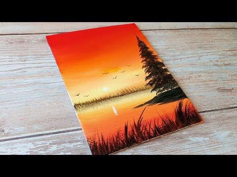 easiest way to paint a sunset / easy acrylic painting ideas for beginners ✨️