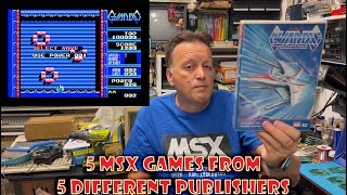5 MSX Games from 5 Different Publishers (Star Force, Road Fighter, Mouser, Thunder Ball, Guardic)