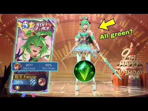 FANNY ALL GREEN BUILD?! (DOMINATION!)WITH P.ACE SKIN GAMEPLAY - MLBB