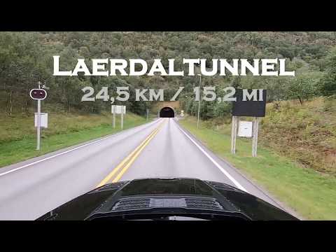 Lærdalstunnel / Laerdaltunnel - longest road tunnel - real time drive 24,5 km - Norway