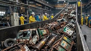 How Rusted Old Garbage Trucks Are Recycled Into Brand-New Steel Panels