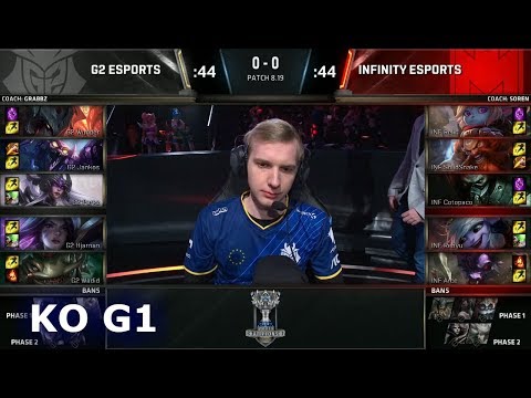 G2 vs INF Game 1 | Knockout Play-In Stage S8 LoL Worlds 2018 | G2 eSports vs Infinity eSports G1