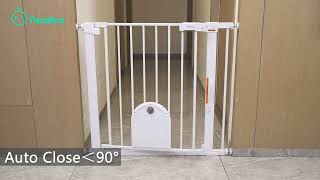 Newnice 40.6“-29.7” Baby Gate with Cat Door