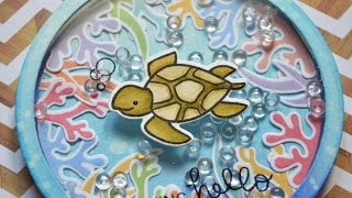 UNDER THE SEA CARD SERIES w/ Lawn Fawn || Waving Hello || Shaker card