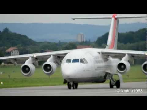 BAe 146 - City Jet  Takeoff Bern-Belp HD