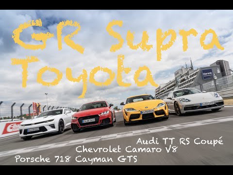 Toyota Supra vs. Porsche Cayman, Audi TT RS, Chevrolet Camaro // Tracktest Nürburgring
