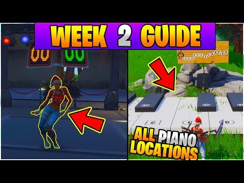 Fortnite ALL Season 7 Week 2 Challenges GUIDE! ALL PIANO LOCATIONS! (Fortnite Battle Royale)