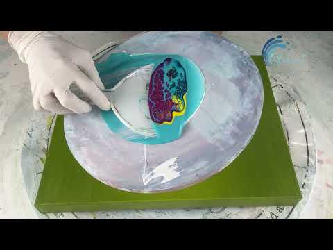 538. Sheleeart - Acrylic Fluid Art - Bloom Transfer- Green Machine!