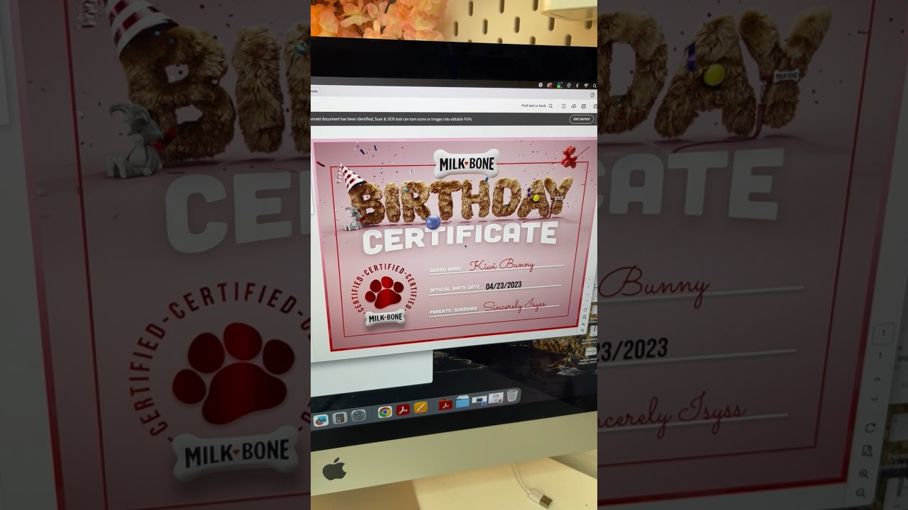 Printable Dog Birthday Certificate