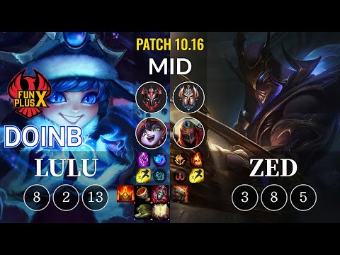 FPX Doinb Lulu vs Zed Mid - KR Patch 10.16