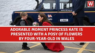 Adorable moment Princess of Wales was presented with a posy of flowers by four-year-old