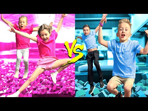 Sisters VS Brothers Ninja Parkour Challenge! ft/Stella & Jameson