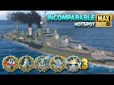 Battleship Incomparable: 3x devastating on map Hotspot - World of Warships