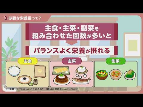 「若手社会人向け”ちゃんとごはん”のススメ」普及動画（分割版）　３．必要な栄養量って？