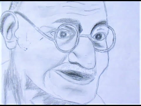 The easiest drawing Tutorial of Mahatma Gandhi for beginners