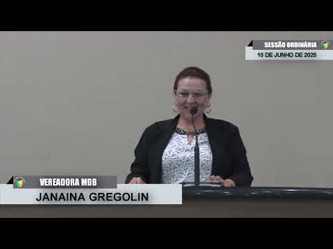 CMBTE - USO DE TRIBUNA PELA VEREADORA JANAINA GREGOLIN - MDB