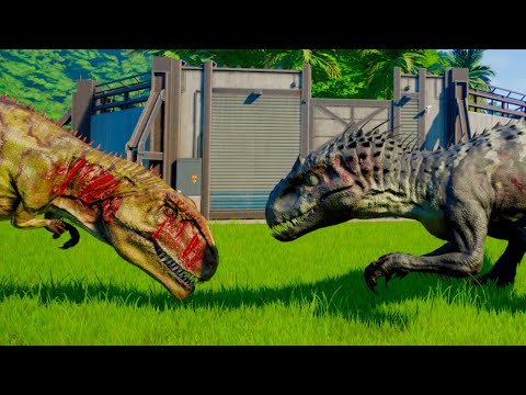 T-Rex vs Indominus Rex vs Spinosaurus vs Spinoraptor vs Acrocanthosaurus vs Giganotosaurus