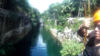 preview picture of video 'ziplining thru waterfall at xplor cancun'