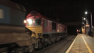 preview picture of video '66118 passes Welwyn North with 6G13 - Toton North Yard to Hadley Wood Xmas Eve Engineers'