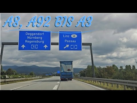 DRIVING ON GERMAN AUTOBAHN | ULM (A8) MÜNCHEN (A92) BIS PASSAU (A3)