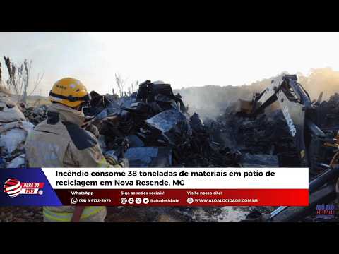 Incêndio consome 38 toneladas de materiais em pátio de reciclagem em Nova Resende, MG