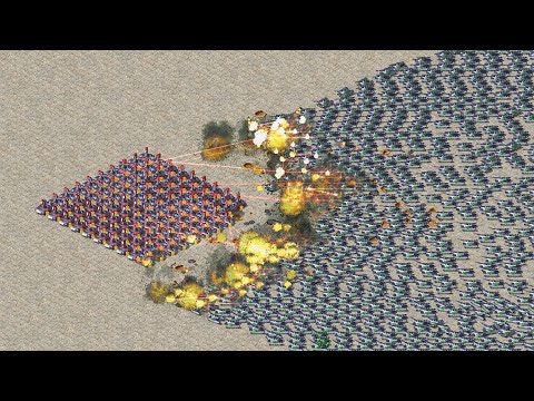 1000 Grizzly vs 100 Elite Prism Tanks - Red Alert 2