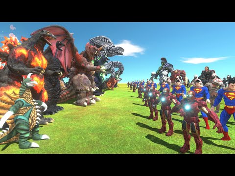 Giant Monster War - Kaiju Team VS Superhero Team - Animal Revolt Battle Simulator